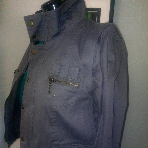 Ali & Kris Convertible Cropped Gray Jacket Sz L - Picture 5 of 15
